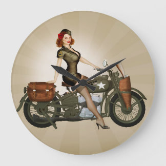Sgt. Davidson Army Motorcycle Pinup Clock