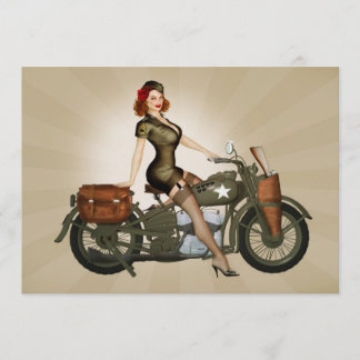 Sgt. Davidson Army Motorcycle Pinup Invitation