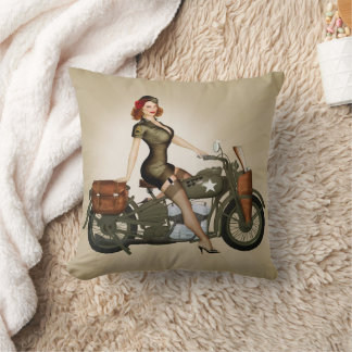 Sgt. Davidson Army Motorcycle Pinup Pillow