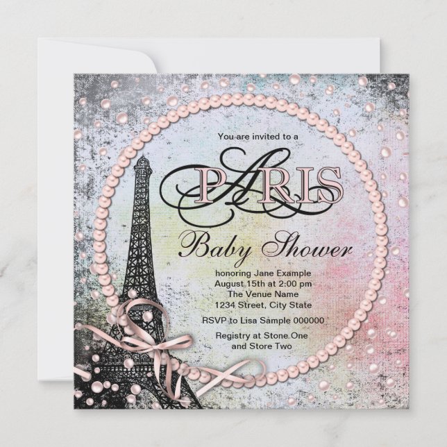 Shab Chic Paris Baby Shower Invitation (Front)