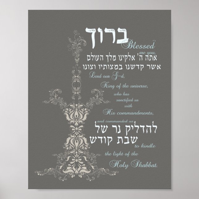 Shabbat Candle Blessing Poster (Front)
