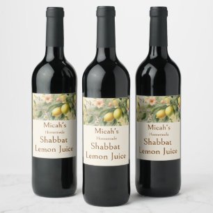 Shabbat, Italian Lemon Grove Boho Botanical Drink Wine Label