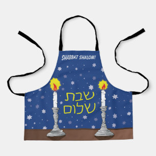 Shabbat Shalom Candles - Small Apron