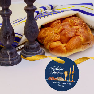 Shabbat Shalom Custom Blue Sabbath Dinner Favour Tags