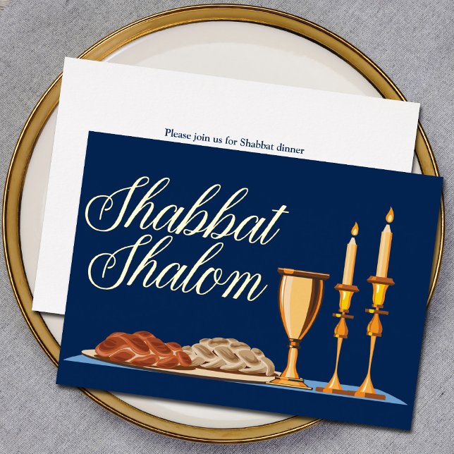Shabbat Shalom Jewish Dinner Navy Blue Gold (Creator Uploaded)