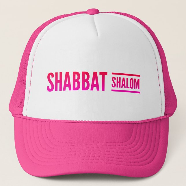 Shabbat Shalom Pink  Trucker Hat (Front)