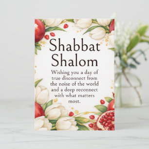 Shabbat Shalom, Red Pomegranates, Gold Tulips Card