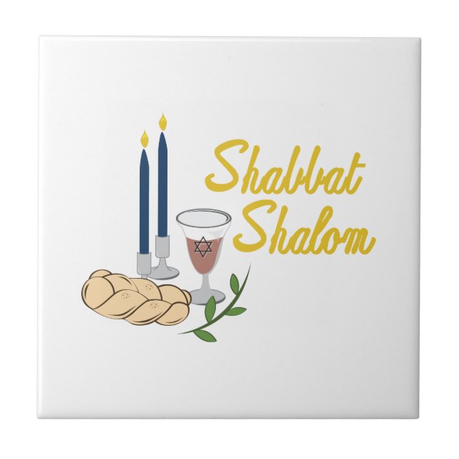 Shabbat Shalom Tile (Front)