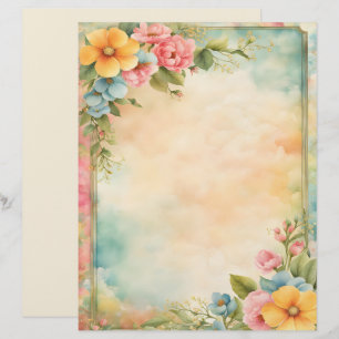 Shabby and Chic Floral Custom Letterhead