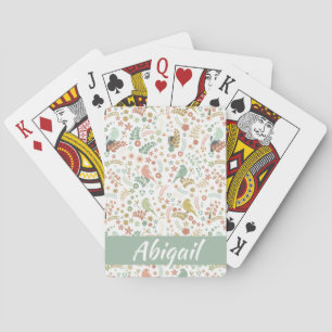 Shabby Birds & Branches Personalised Playing Cards