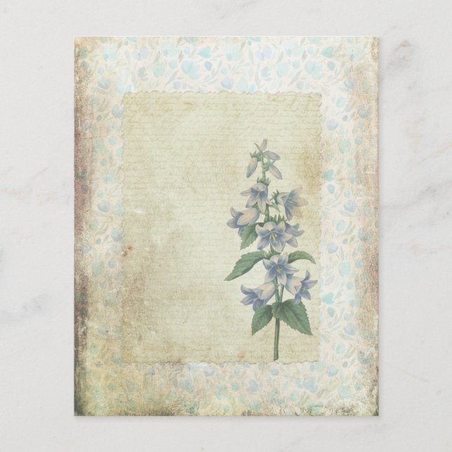 Shabby Blue Floral Collage Scrapbook Paper (Front)
