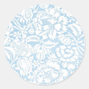 Shabby Blue French Toile Classic Round Sticker