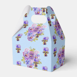 Shabby Blue Pansy Floral Dot Party Cake Favour Box