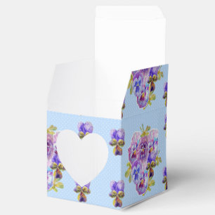 Shabby Blue Pansy Floral Dot Party Cake Favour Box