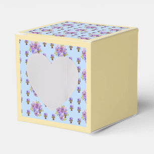 Shabby Blue Pansy Floral Tea Party Cake Favour Box