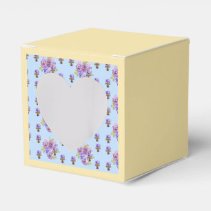 Shabby Blue Pansy Floral Tea Party Cake Favour Box