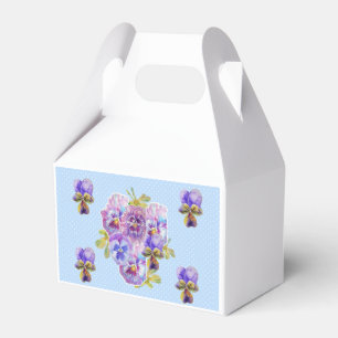 Shabby Blue Pansy Floral Tea Party Cake Favour Box