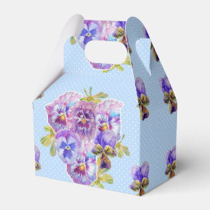 Shabby Blue Pansy Floral Wedding Cake Favour Box