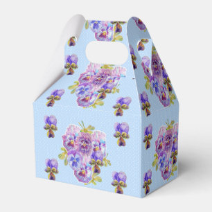 Shabby Blue Pansy Floral Wedding Cake Favour Box