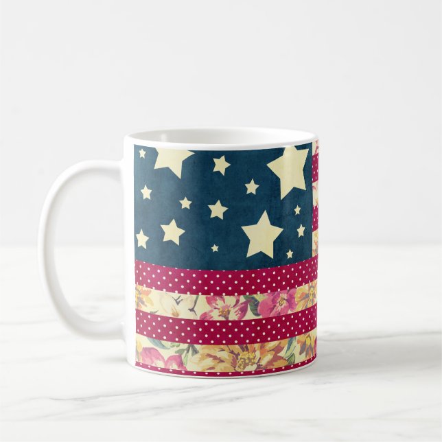 Shabby Chic | American Flag Quilt Coffee Mug (Left)