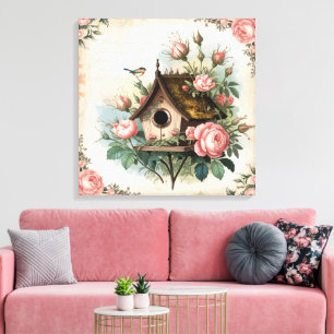 Shabby Chic Birdcage Canvas Art