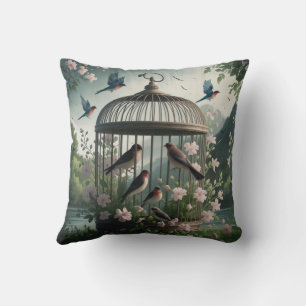 Shabby Chic Birdcage Throw Pillow