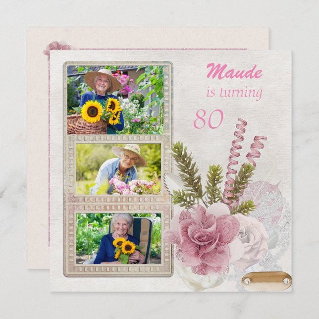 Shabby Chic Birthday Party Invitation (Front/Back)