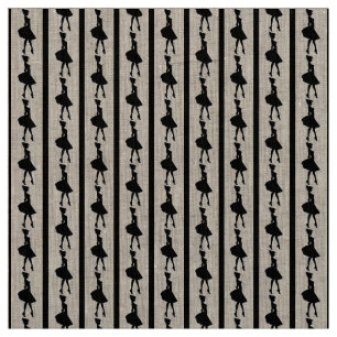 Shabby Chic Black and White Linen Fabric