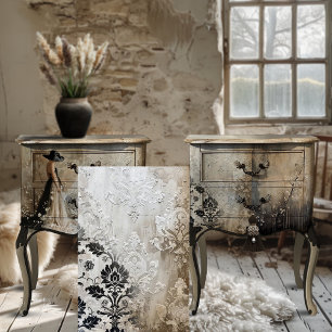 Shabby Chic Black & Beige Raised Demask Background Tissue Paper