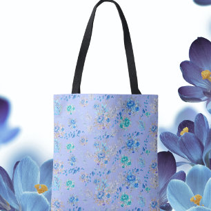 Shabby Chic Blue Floral  Tote Bag