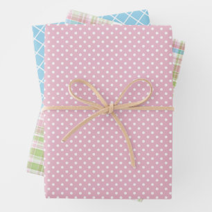Shabby Chic Blue Pink Green Stripes Pattern Wrapping Paper Sheet