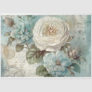 Shabby Chic Blue Vintage Inspired Floral Decoupage Tissue Paper