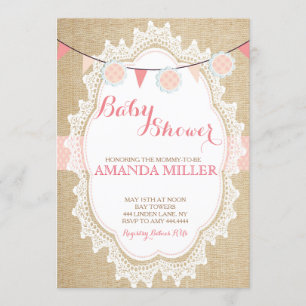 Shabby Chic Blush Pink baby shower invitations