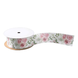 Shabby Chic Blush Pink Roses Eucalyptus Greenery  Satin Ribbon