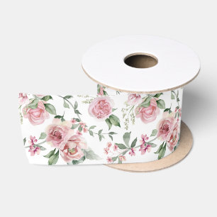 Shabby Chic Blush Pink Roses Eucalyptus Greenery Satin Ribbon