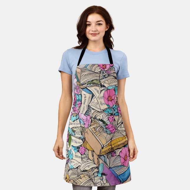 Shabby Chic Book File Illustration apron (Worn)