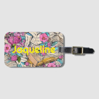 Shabby Chic Book File Illustration Luggage Tag