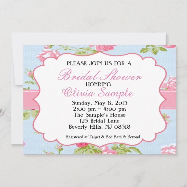 Shabby Chic Bridal Shower Invitation (Front)