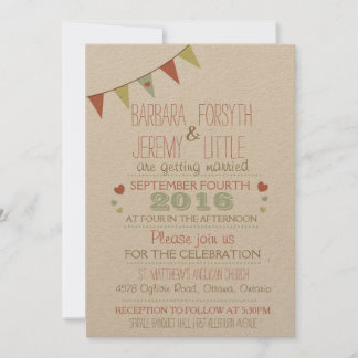 Shabby Chic Bunting Wedding Invitation