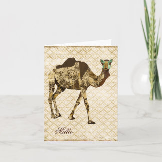 Shabby Chic Camel Personalised Notecard