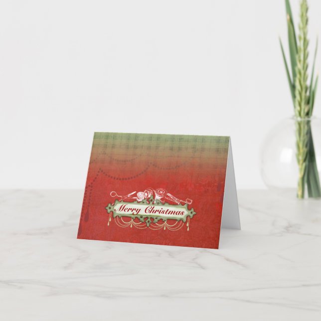 Shabby chic chandelier Christmas holiday sewing Card (Front)