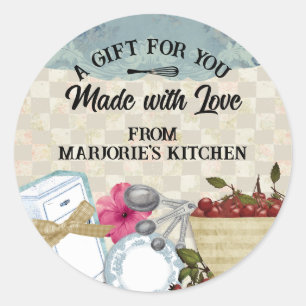 Shabby chic cherry icebox cooking baking gift tag