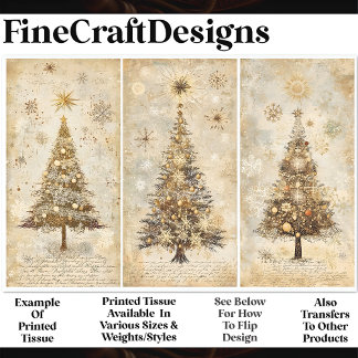 Shabby Chic Christmas Trees Cream AM1 Decoupage Tissue Paper