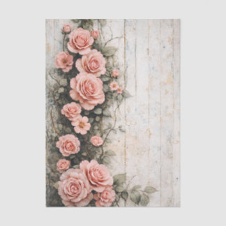 Shabby Chic Climbing Pink Roses FD8L Decoupage Tissue Paper