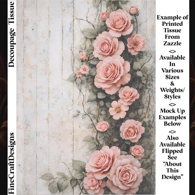 Shabby Chic Climbing Pink Roses FD8R Decoupage Tissue Paper (Creator Uploaded)