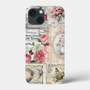 Shabby chic collage,country victorian,decoupage,mo iPhone 13 mini case