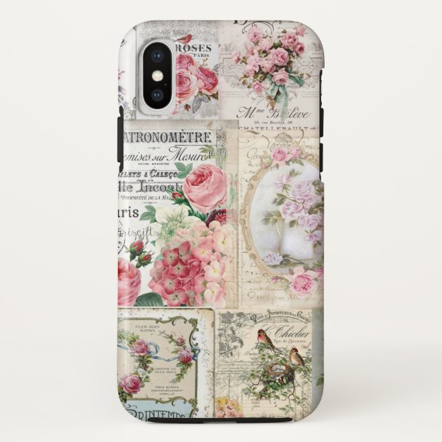 Shabby chic collage,country victorian,decoupage,mo Case-Mate iPhone case (Back)