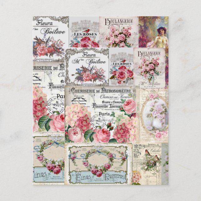 Shabby chic collage,country victorian,decoupage,mo flyer (Front)