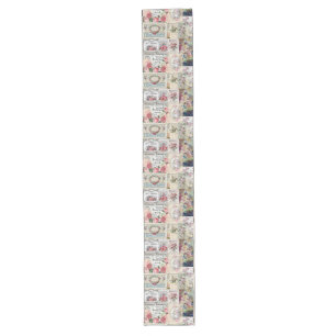 Shabby chic collage,country victorian,decoupage,mo long table runner
