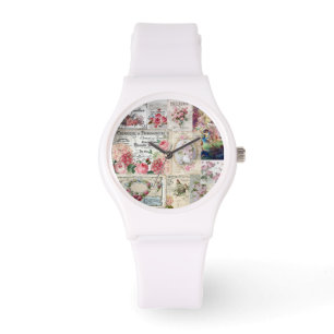 Shabby chic collage,country victorian,decoupage,mo watch